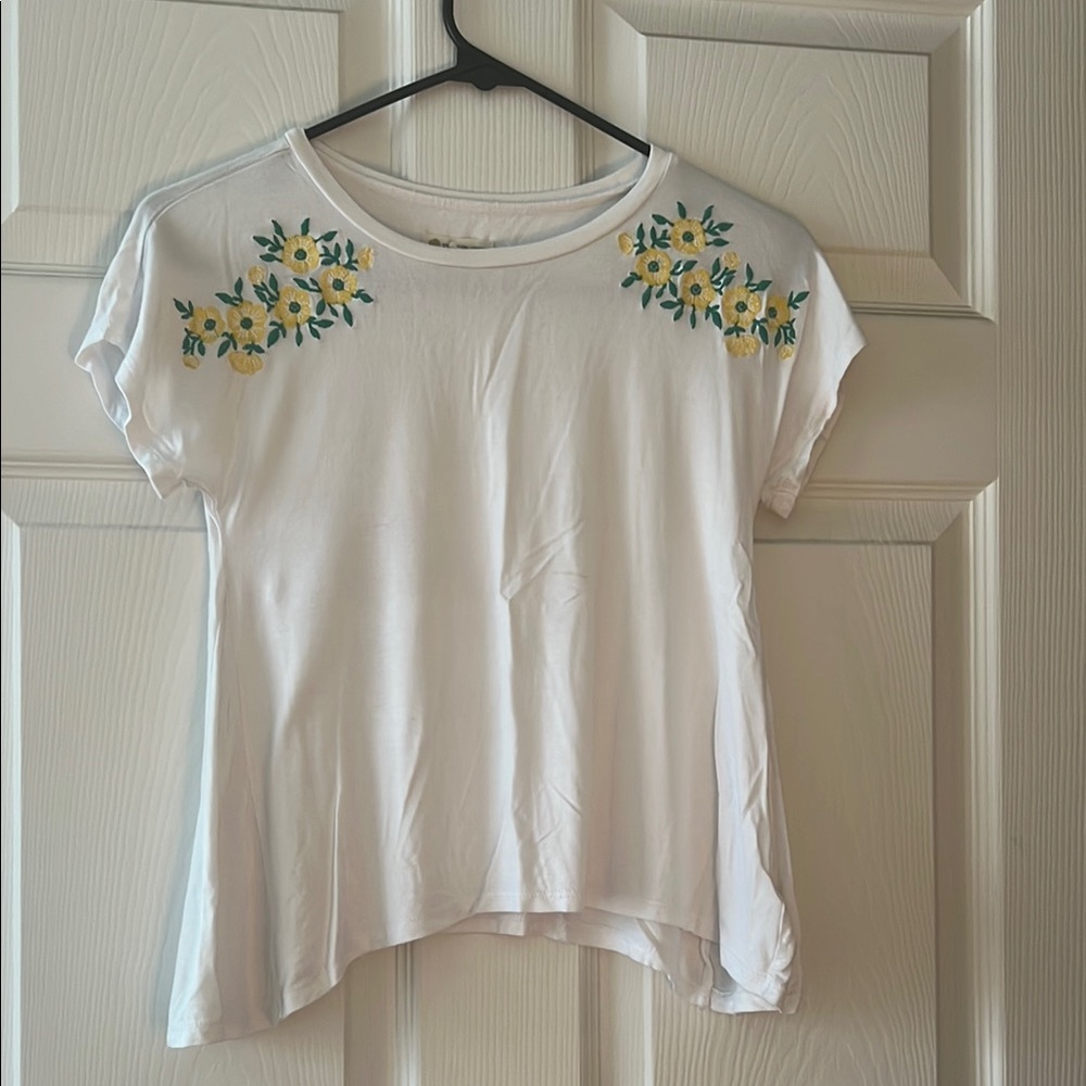 Floral Embroidered White Top